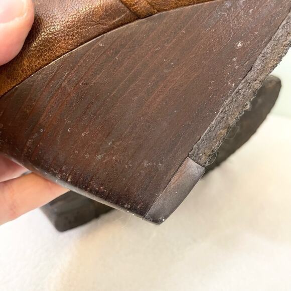 Stuart Weitzman Boots Women 9M Brown Leather Wedge Clog Almond Toe Ankle SPAIN - Picture 5 of 14